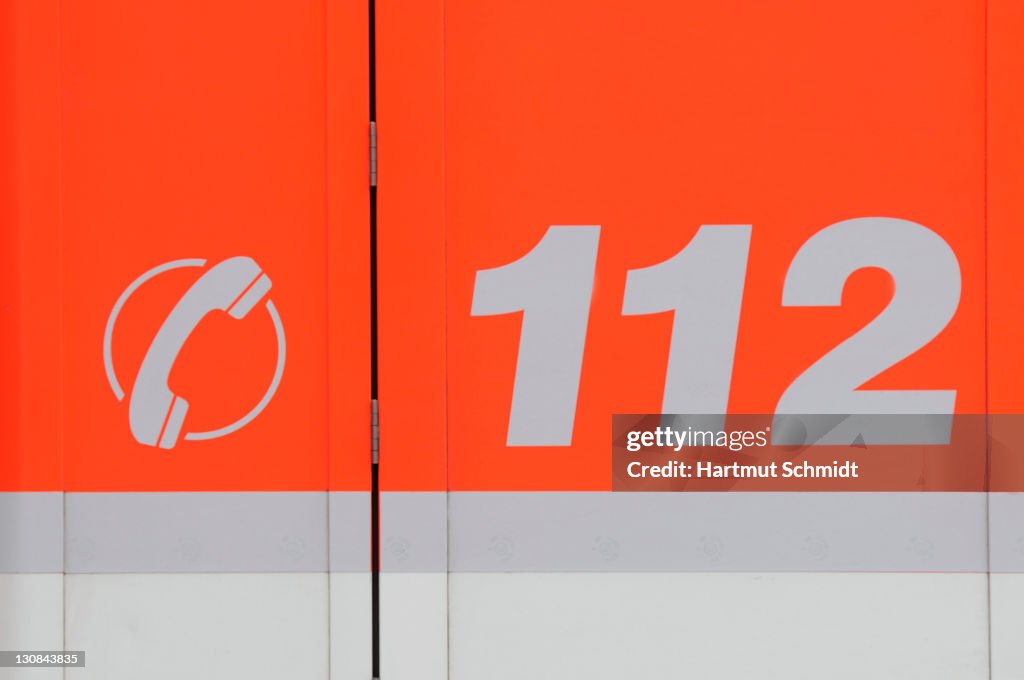 Fire Call Numbers Firebrigade Emergency Phone Number 112 On The Body Of A Fire Engine ...