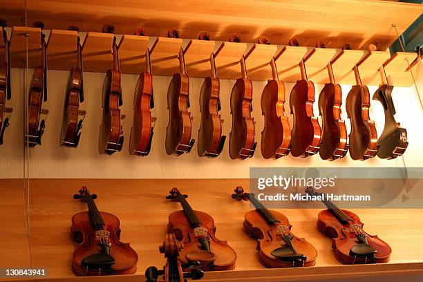 String Instruments On Display At A Violin Makers Shop High-Res Stock ...
