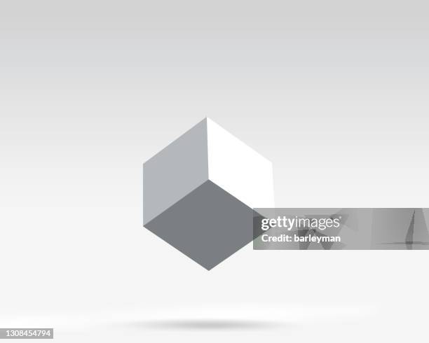 3d randring cube icon - cubo foto e immagini stock