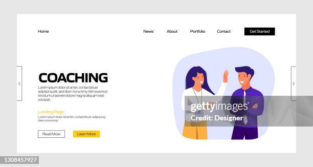 coaching concept vector illustration for landing page template, website banner, advertisement and marketing material, online advertising, business presentation etc. - teaching assistant stock illustrations