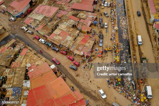 streets of luanda from above. slum and social issues concepts - luanda imagens e fotografias de stock