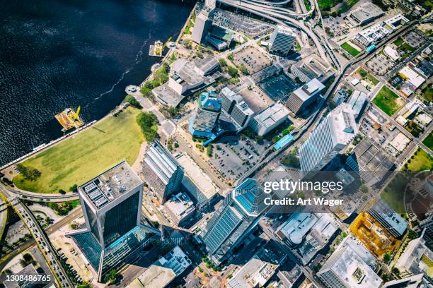 over downtown jacksonville florida - unusual angle stock pictures, royalty-free photos & images