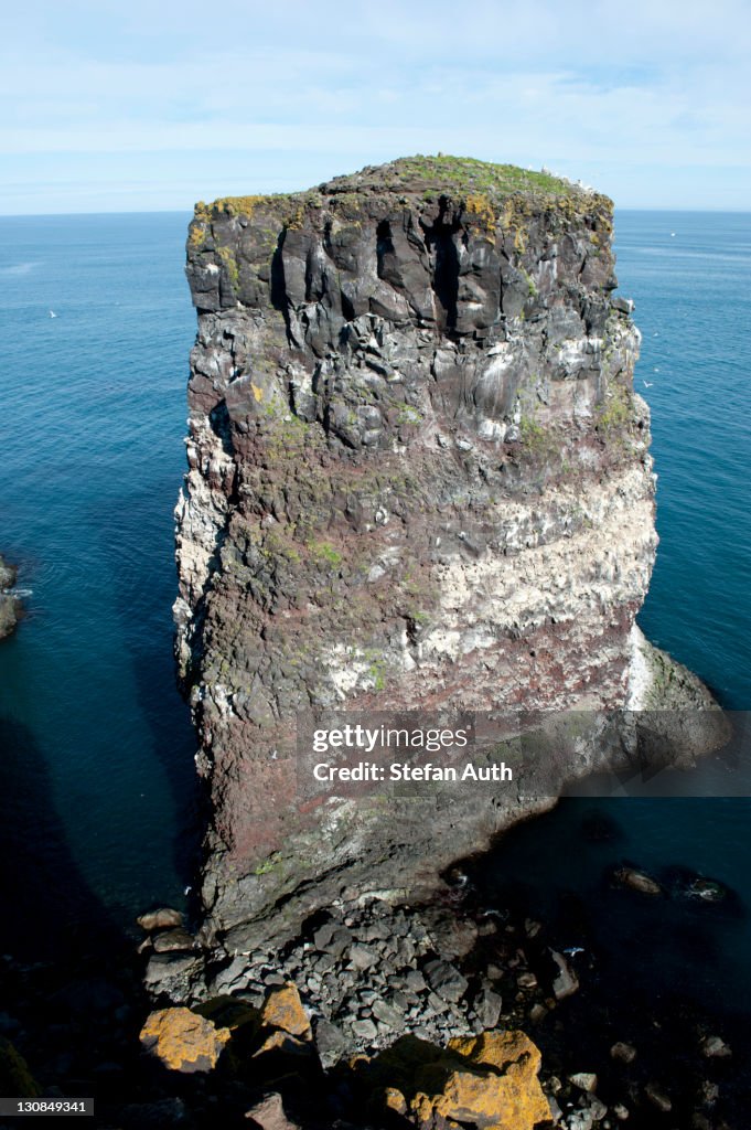 Bird rocks near Núpskatla, Raufarhoefn, Melrakkaslétta, Iceland, Scandinavia, Northern Europe, Europe