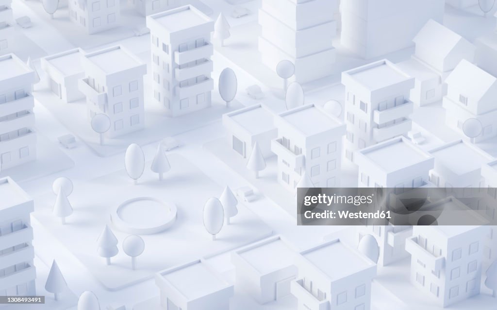 White three dimensional render of pond in city park
