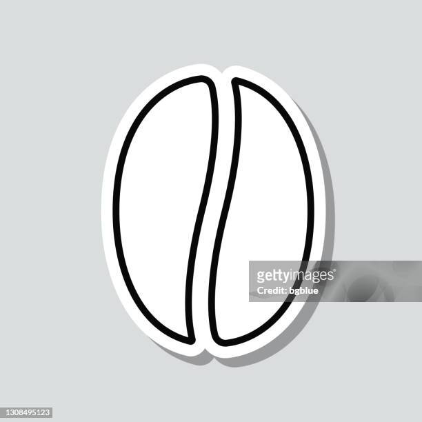 coffee bean. icon sticker on gray background - roasted coffee bean stock illustrations