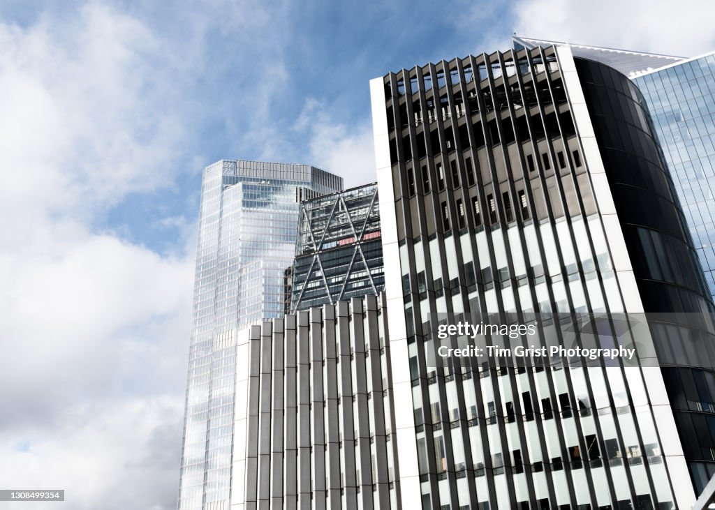 Directly Below Shot of Modern Skyscrapers in the City of London