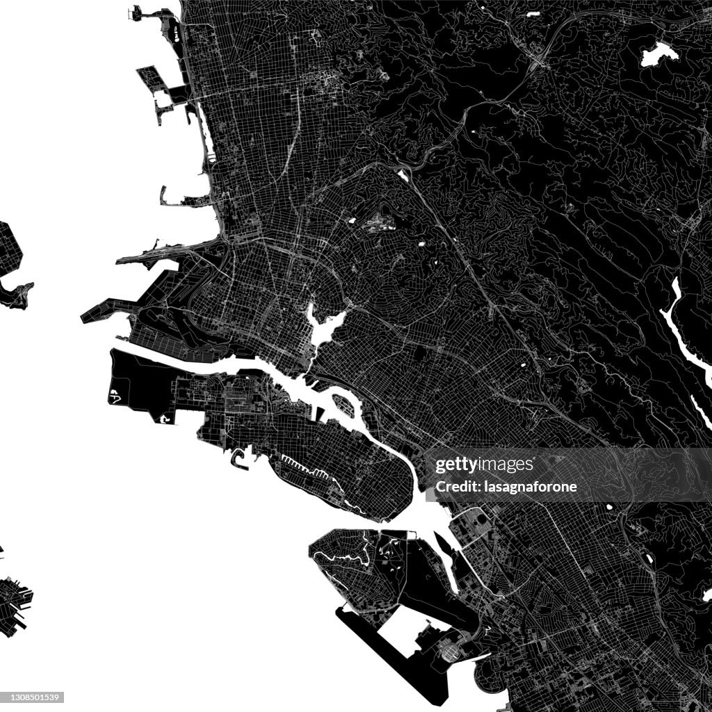 Oakland, California USA Vector Map