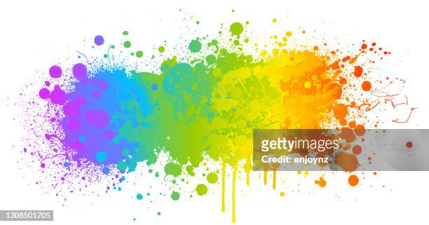 illustrazioni stock, clip art, cartoni animati e icone di tendenza di sfondo iniziale della vernice arcobaleno - macchia