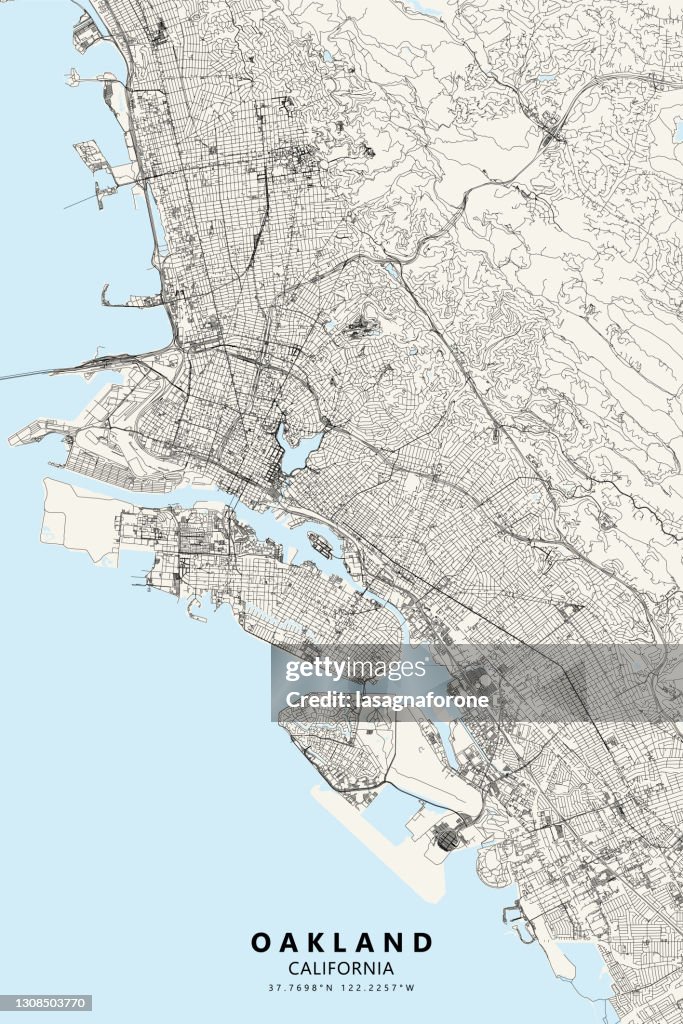 Oakland, California USA Vector Map