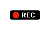 Recording sign. REC icon. Isolated vector ,Recording black with red vector