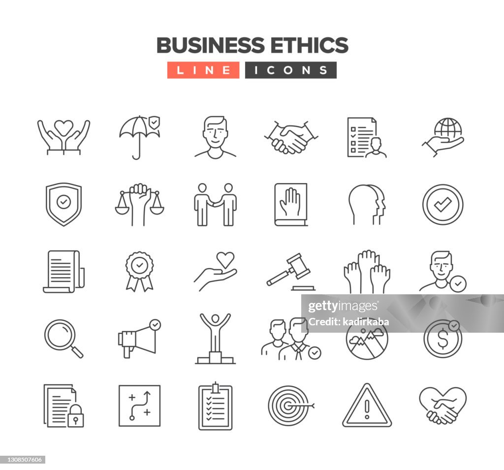 Business Ethics Line Icon Set