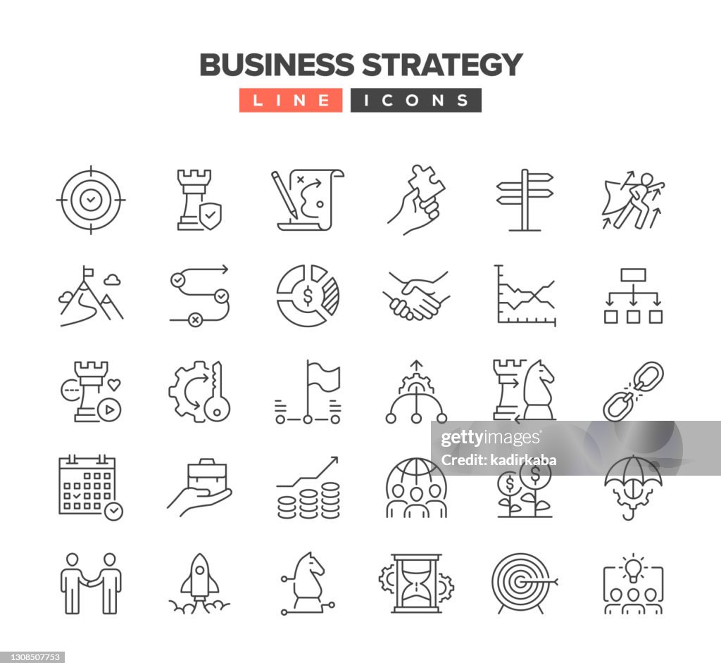 Business Strategy Line Icon Set