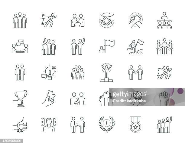 teamwork thin line series icon set - manager stock illustrations