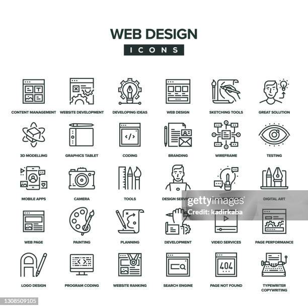 web design line icon set - web design stock illustrations