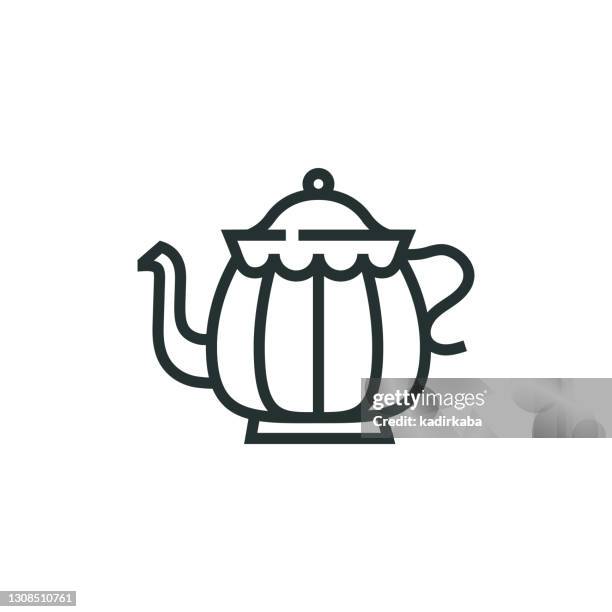 teapot line icon - juice squeeze stock illustrations