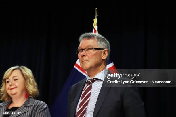 New Zealand Housing Minister Megan Woods and Revenue Minister David Parker at the announcement of the Labour Government's housing policy changes on...