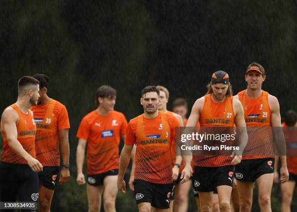 Stephen Coniglio of the Giants trains during a GWS Giants AFL training session at Tom Wills Oval on March 23, 2021 in Sydney, Australia.