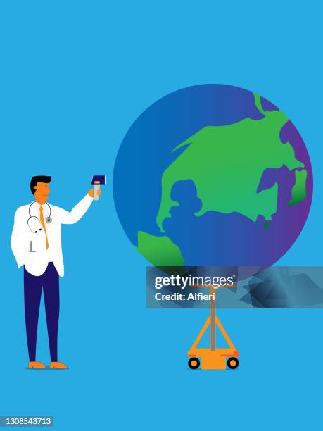 checking temperature of planet - temperature check vector stock illustrations