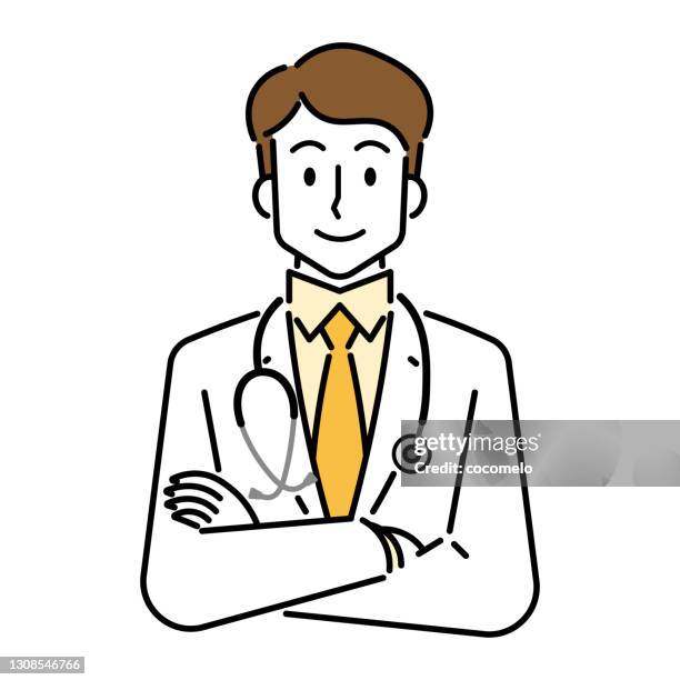 doctor with stethoscope. - scientist portrait stock illustrations