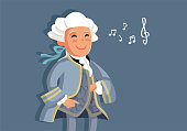 Little Wolfgang Amadeus Mozart Vector Cartoon
