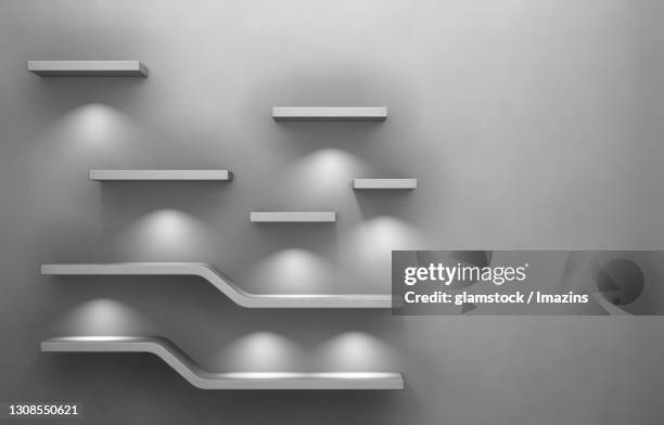 interior, display stand, exhibition, shelf, 3d, lighting - display cabinet stock illustrations