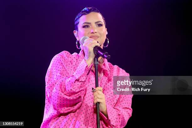 Demi Lovato performs onstage during the OBB Premiere Event for YouTube Originals Docuseries "Demi Lovato: Dancing With The Devil" at The Beverly...