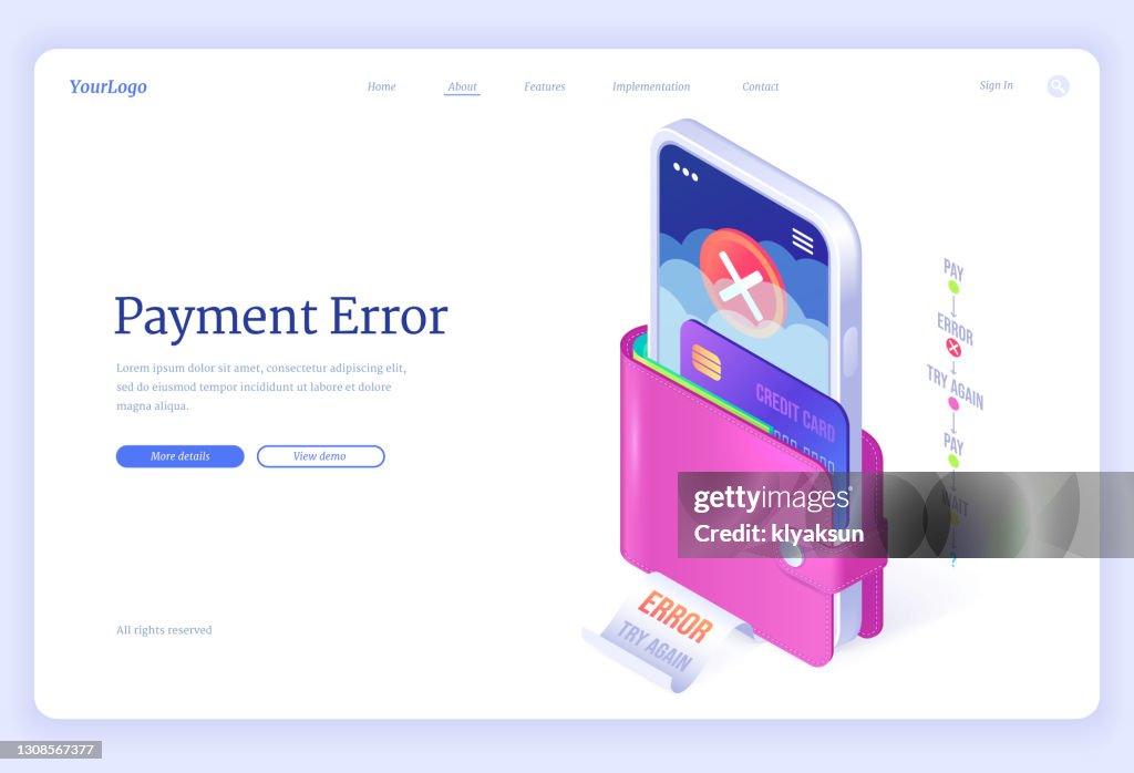 Repaying Error Payment Error Failed Online Money Transaction High-Res Vector Graphic ...