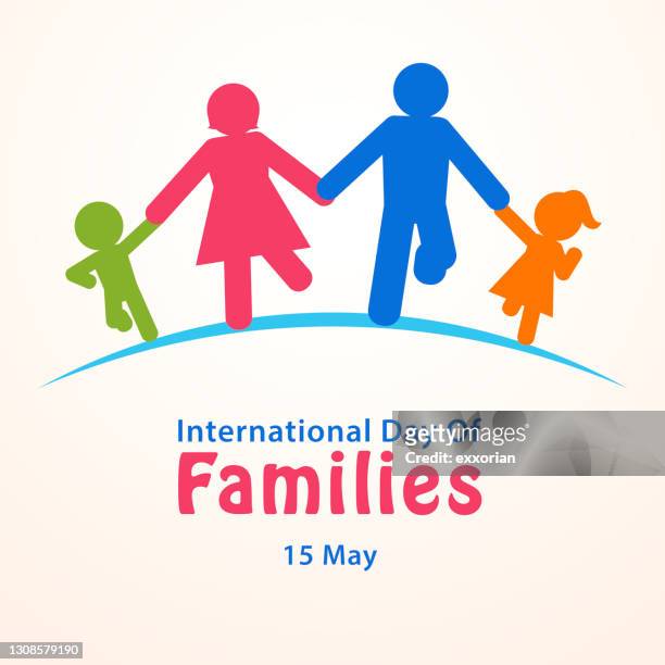 happy family running - four people holding hands stock illustrations