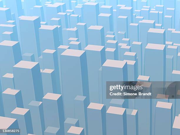 skyscrapers, abstract, 3d illustration - tridimensionale stock illustrations