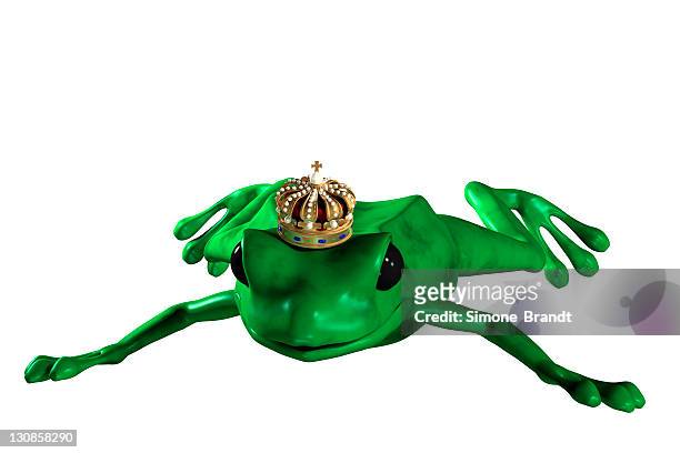frog king, 3d illustration - tridimensionale stock illustrations