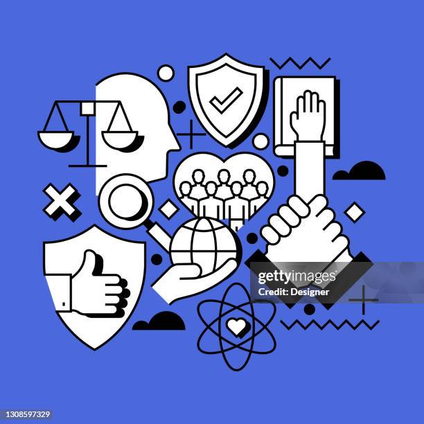 business ethics related line design style webbanner - ethik und moral stock-grafiken, -clipart, -cartoons und -symbole