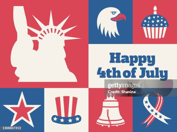 modern fourth of july holiday greeting card - v2 - national icon stock illustrations