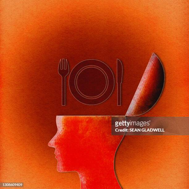 meal time illustration - eating disorder stock-fotos und bilder