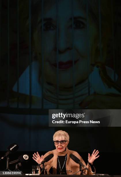 The actress Concha Velasco during the presentation of the play 'La habitación de María', at the Olympia Theatre on March 23rd 2021, in Valencian...