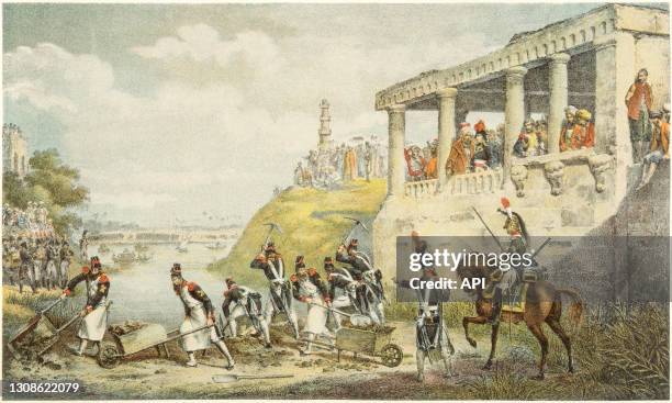 La rupture de la digue du Nil par l'armée française, le 18 août 1798, pendant la campagne d'Egypte.