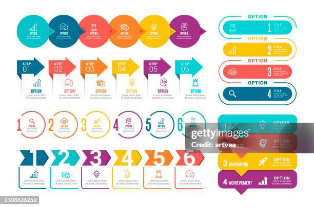 bildbanksillustrationer, clip art samt tecknat material och ikoner med uppsättning infografiska element - framsteg