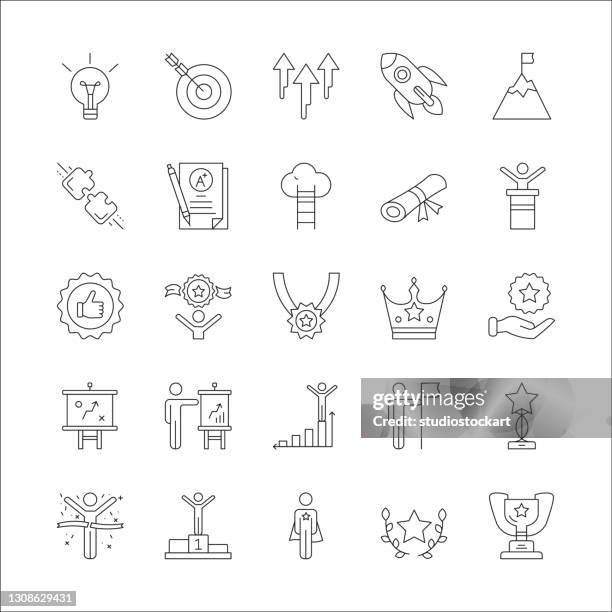 success line icon set. editable stroke - office hero stock illustrations