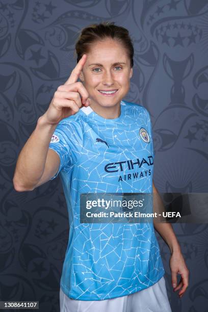 Steph Houghton of Manchester City during the UEFA Women's Champions League Portraits at Manchester City Training Ground on March 19, 2021 in...