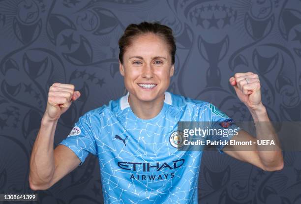 Steph Houghton of Manchester City during the UEFA Women's Champions League Portraits at Manchester City Training Ground on March 19, 2021 in...