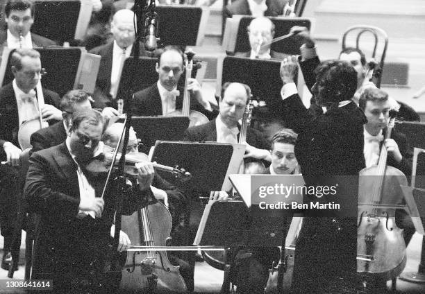 The New York Philharmonic Gala Opening Night concert with violinist Isaac Stern and conductor Leonard Bernstein , the inaugural concert of the newly...