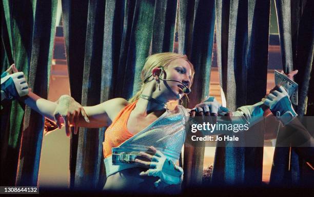 Britney Spears performs on stage at Wembley Arena on 10th October, 2000 in London, England.