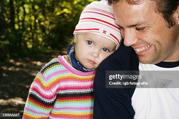 father and his three-year-old daughter - 2 year old blonde girl father ストックフォトと画像