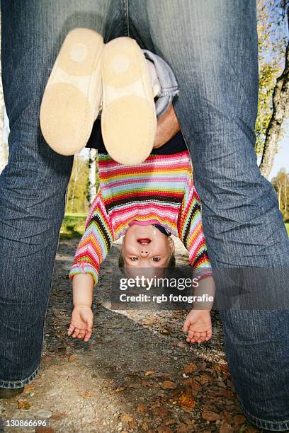 father and his three-year-old daughter playing - 2 year old blonde girl father ストックフォトと画像