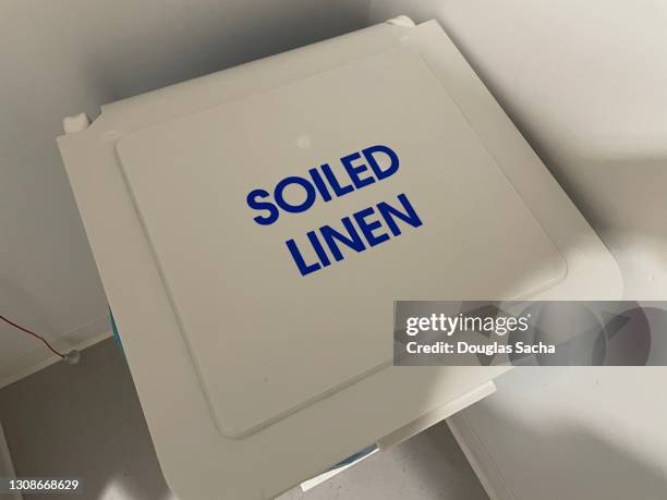 hospital bin for dirty laundry - soiled-linens-hospital stock pictures, royalty-free photos & images
