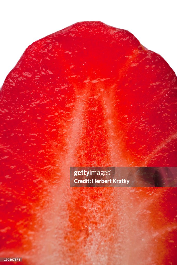 Close-up of a sliced strawberry