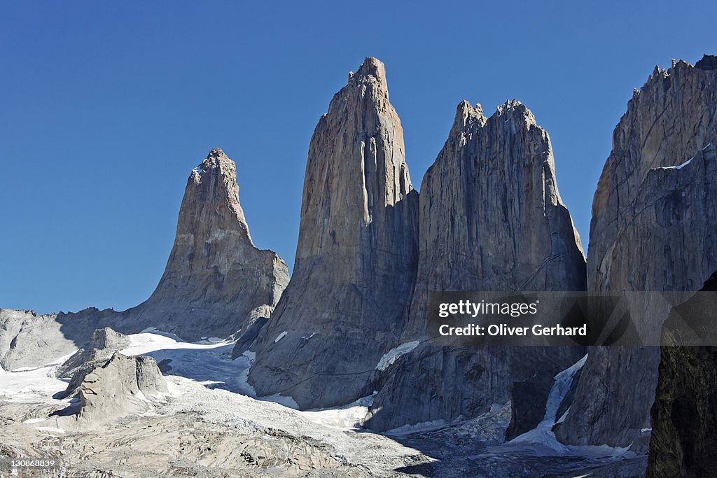 Peaks of the three Torres, Torres del Paine National Park, Patagonia, Chile, South America