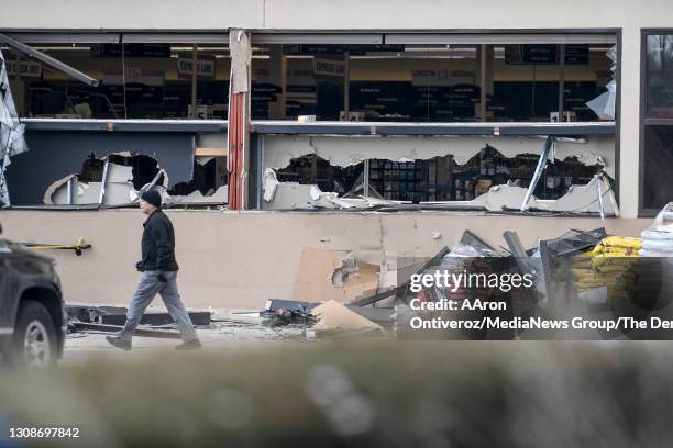 The aftermath of Monday"u2019s mass shooting at King Soopers on Tuesday, March 23, 2021. A gunman opened fire at a Boulder King Soopers grocery store...