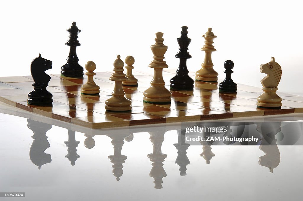 Chess pieces on a chessboard