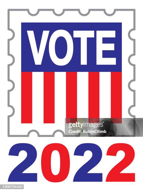 vote 2022 postage stamp icon - early voting stock illustrations