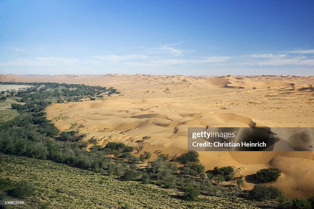 Fly over the dunes. Namib Desert, river Kuiseb, Namibia, Africa